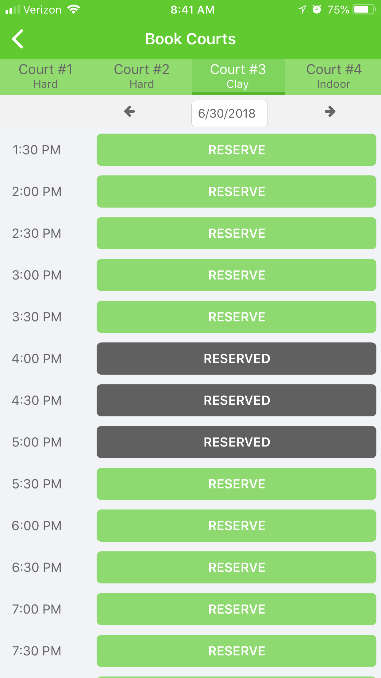 CourtReserve mobile scheduler